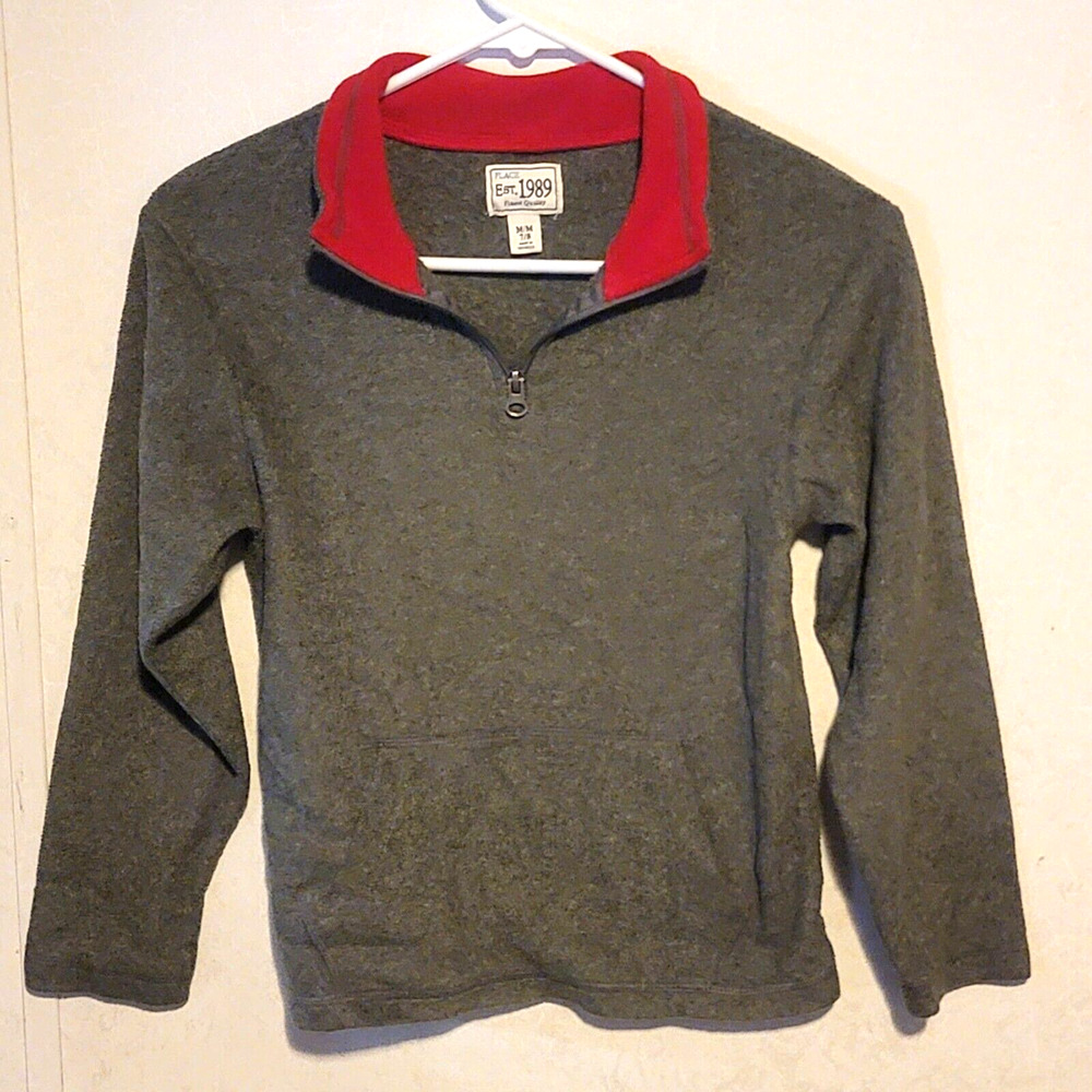 Boys Children's Place Pullover Sweater Jacket Gray sz M 7/8